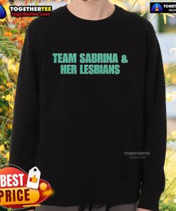 Alt Text: Sabrina and her lesbians in Nice New York Liberty sweatshirt, showcasing team spirit and vibrant design.
