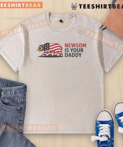 Nice Newsom Is Your Daddy washed t-shirt featuring bold text and a relaxed fit, perfect for casual wear.