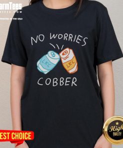 Nice No Worries Cobber LKC Cans Ladies Tee in vibrant colors, perfect for casual outings and summer wear.