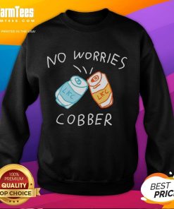 Nice No Worries Cobber LKC Cans sweatshirt in casual style, perfect for relaxed outings and everyday wear.
