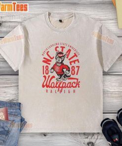 Nice North Carolina State Wolfpack Football 1887 mascot washed t-shirt, featuring vibrant team colors and logo design.