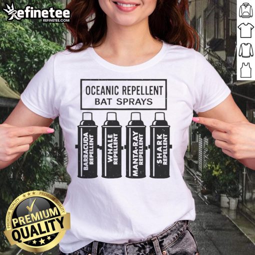 Nice Oceanic Repellent Bat Sprays Ladies Tee featuring a stylish design perfect for casual outings and bat enthusiasts.