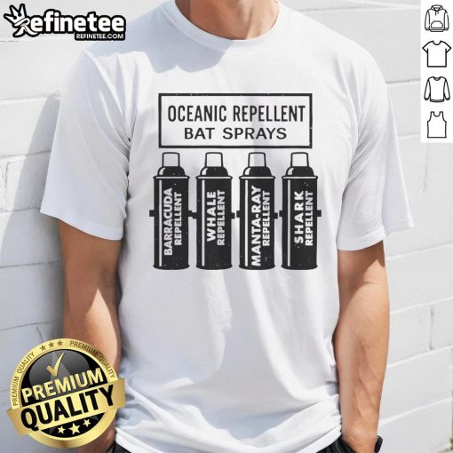 Nice Oceanic Repellent Bat Sprays T-Shirt featuring a vibrant design perfect for nature lovers and outdoor enthusiasts.