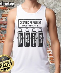 Model wearing Nice Oceanic Repellent Bat Sprays tank top, showcasing vibrant design and eco-friendly fabric.