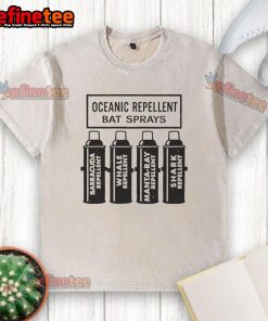 Alt Text: Nice Oceanic Repellent Bat Sprays graphic on a washed t-shirt, perfect for casual wear and outdoor adventures.