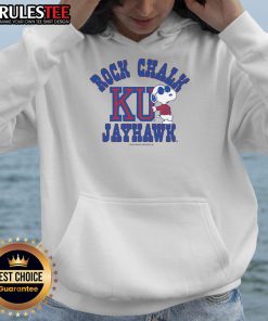 Nice Peanuts Snoopy X Rock Chalk Jayhawk hoodie featuring a playful Snoopy design for fans and collectors.