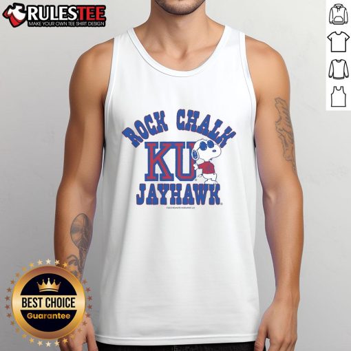 Nice Peanuts Snoopy X Rock Chalk Jayhawk tank top featuring vibrant graphics and a stylish design for fans.