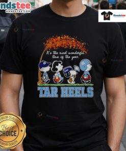 Alt Text: Nice Peanuts Unc Tar Heels Halloween T-Shirt featuring festive design for the most wonderful time of the year.