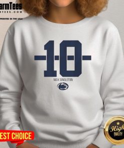 Penn State Nittany Lions football sweatshirt featuring Nicholas Singleton, number 10, with a stylish stripe design.