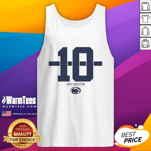Nicholas Singleton wearing a Penn State Nittany Lions football tank top, showcasing team spirit and style.