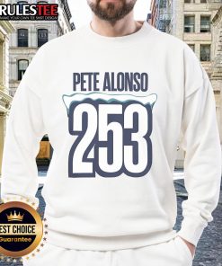 Nice Pete Alonso 253 Home Run New York Mets sweatshirt featuring bold graphics and a comfortable fit for fans.