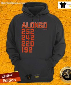 Alt Text: Pete Alonso New York Home Run List Hoodie showcasing MLB stats and player pride for Mets fans.