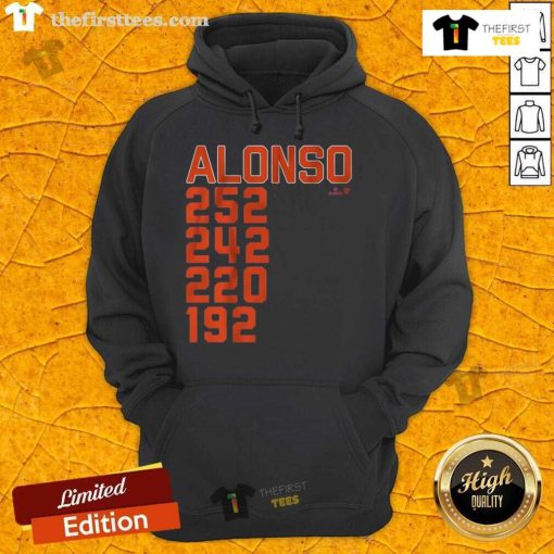 Alt Text: Pete Alonso New York Home Run List Hoodie showcasing MLB stats and player pride for Mets fans.