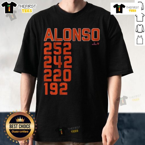 Pete Alonso New York Home Run List T-Shirt featuring player stats and vibrant design for Mets fans.