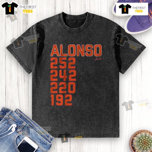 Pete Alonso hits a home run in New York wearing a stylish washed T-shirt, celebrating his MLB achievements.