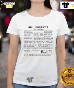 Nice Phil Dunphy's 'Phil's Osophy' ladies tee featuring a humorous quote from the beloved Modern Family character.