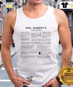 Phil Dunphy's 'Phils-osophy' tank top featuring a fun design, perfect for fans of Modern Family and summer style.