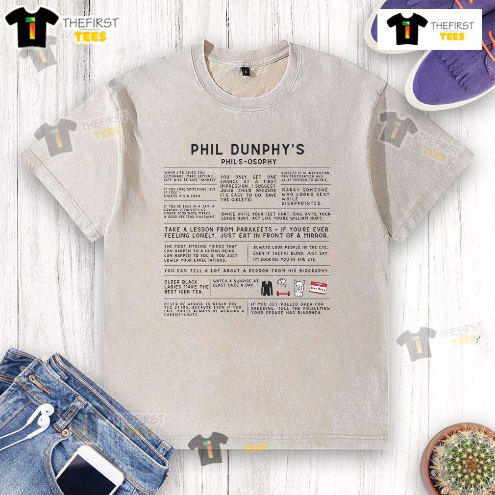 Nice Phil Dunphy'S Phil'S Osophy Washed T Shirt Nice Phil Dunphy's Phils-osophy washed t-shirt featuring a humorous quote, perfect for fans of Modern Family.