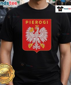 Nice Pierogi Coat Of Arms Logo T-Shirt featuring a vibrant design celebrating Polish heritage and delicious pierogi.