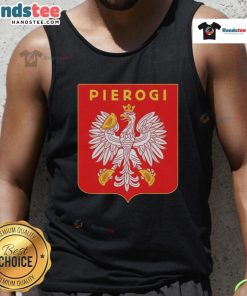 Nice Pierogi Coat of Arms logo tank top featuring vibrant colors and a unique design, perfect for food lovers.