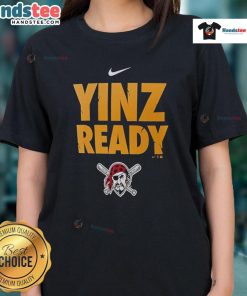Stylish Nice Pittsburgh Pirates Yinz Ready ladies tee in black, perfect for game day and showing team spirit.