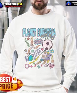 Nice Planet Euphoria women's soccer colorful retro sweatshirt featuring vibrant designs and comfortable fit.