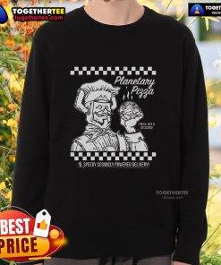 Alt Text: Cozy Nice Planetary Pizza sweatshirt featuring a vibrant pizza design, perfect for food lovers and casual wear.