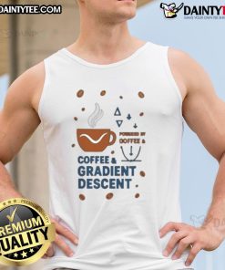 Nice Powered By Coffee And Gradient Descent Tank Top featuring a stylish design for tech enthusiasts and coffee lovers.