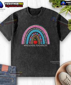 Alt Text: Colorful washed t-shirt featuring 'Love, Inspire, Lead, Motivate' for preschool teachers - Nice Preschool Teacher design.