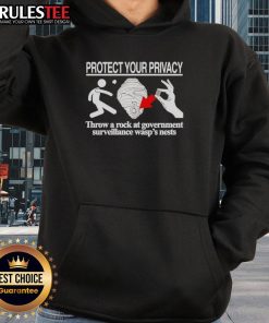 Nice Protect Your Privacy Throw a Rock at Government hoodie featuring bold graphic design for privacy advocates.