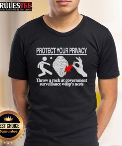 Nice Protect Your Privacy Throw A Rock At Government T-Shirt featuring bold graphics and a privacy-themed message.