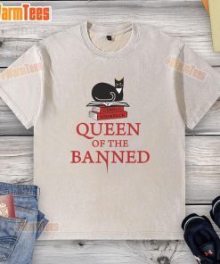 Nice Queen of the Banned washed t-shirt featuring a bold graphic design, perfect for casual wear and pop culture enthusiasts.