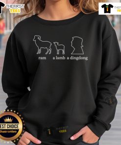 Alt Text: Nice Ram A Lamb A Dingdong Trump sweatshirt featuring a playful design, perfect for fans of humorous political apparel.
