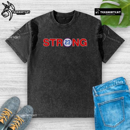 Nice Ryne Sandberg 23 Strong Washed T-Shirt displayed on a mannequin, showcasing its vintage style and comfortable fit.