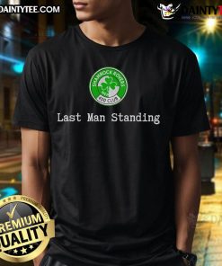 Alt Text: Nice Shamrock Rovers Member 400 Club Last Man Standing T-Shirt featuring club logo and vibrant green design.