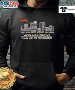 Adelaide skyline hoodie featuring 'Thank You For The Memories' design, perfect for Crows fans and city lovers.