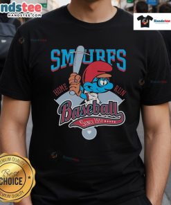 Nice Smurf Baseball Home Run Since 1958W T-Shirt featuring a playful Smurf design, perfect for baseball fans and collectors.