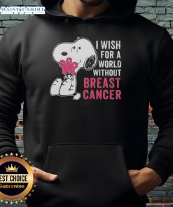 Nice Snoopy I Wish For A World Without Breast Cancer Hoodie featuring Snoopy and a heartfelt message for breast cancer awareness.