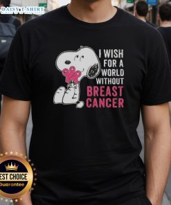 Alt Text: Nice Snoopy I Wish For A World Without Breast Cancer T-Shirt in vibrant colors, promoting breast cancer awareness.