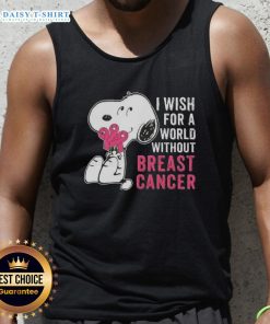 Nice Snoopy 'I Wish For A World Without Breast Cancer' tank top in vibrant colors, promoting breast cancer awareness.