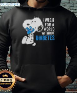 Comfortable hoodie featuring Snoopy with the phrase 'I Wish For A World Without Diabetes' promoting diabetes awareness.