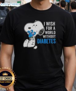 Alt Text: Nice Snoopy I Wish For A World Without Diabetes T-Shirt featuring Snoopy and a positive message on diabetes awareness.