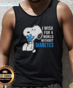 Nice Snoopy I Wish For A World Without Diabetes tank top featuring a cute Snoopy graphic promoting diabetes awareness.
