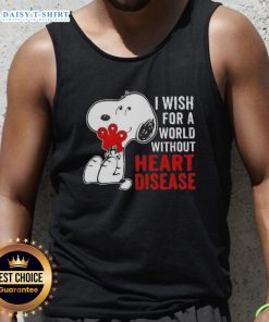 Nice Snoopy tank top featuring the slogan 'I Wish For A World Without Heart Disease' promoting heart health awareness.