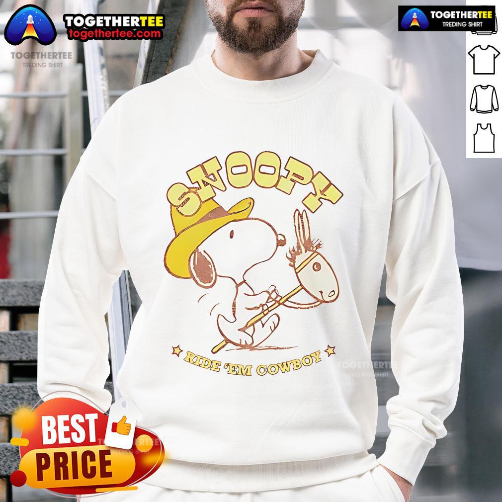 Nice Snoopy Ride Em Cowboy Retro Sweatshirt Retro Snoopy Ride Em Cowboy sweatshirt featuring Snoopy in cowboy attire, perfect for casual wear and nostalgic fans.