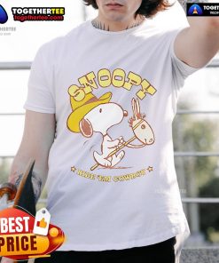 Nice Snoopy Ride Em Cowboy Retro T-Shirt featuring Snoopy in a cowboy hat, perfect for casual and vintage style lovers.