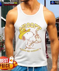 Retro Snoopy Ride 'Em Cowboy tank top featuring vibrant colors and playful design, perfect for casual wear.