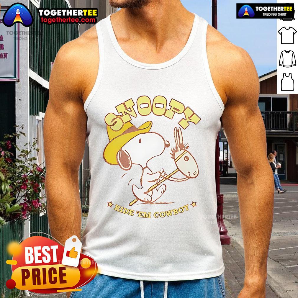 Nice Snoopy Ride Em Cowboy Retro Tank Top Retro Snoopy Ride 'Em Cowboy tank top featuring vibrant colors and playful design, perfect for casual wear.