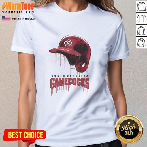 Alt Text: Ladies' tee featuring a dripping South Carolina Gamecocks baseball helmet design.