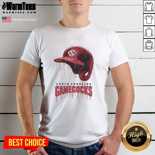 South Carolina Gamecocks baseball helmet t-shirt with a dripping design, perfect for fans and team spirit.